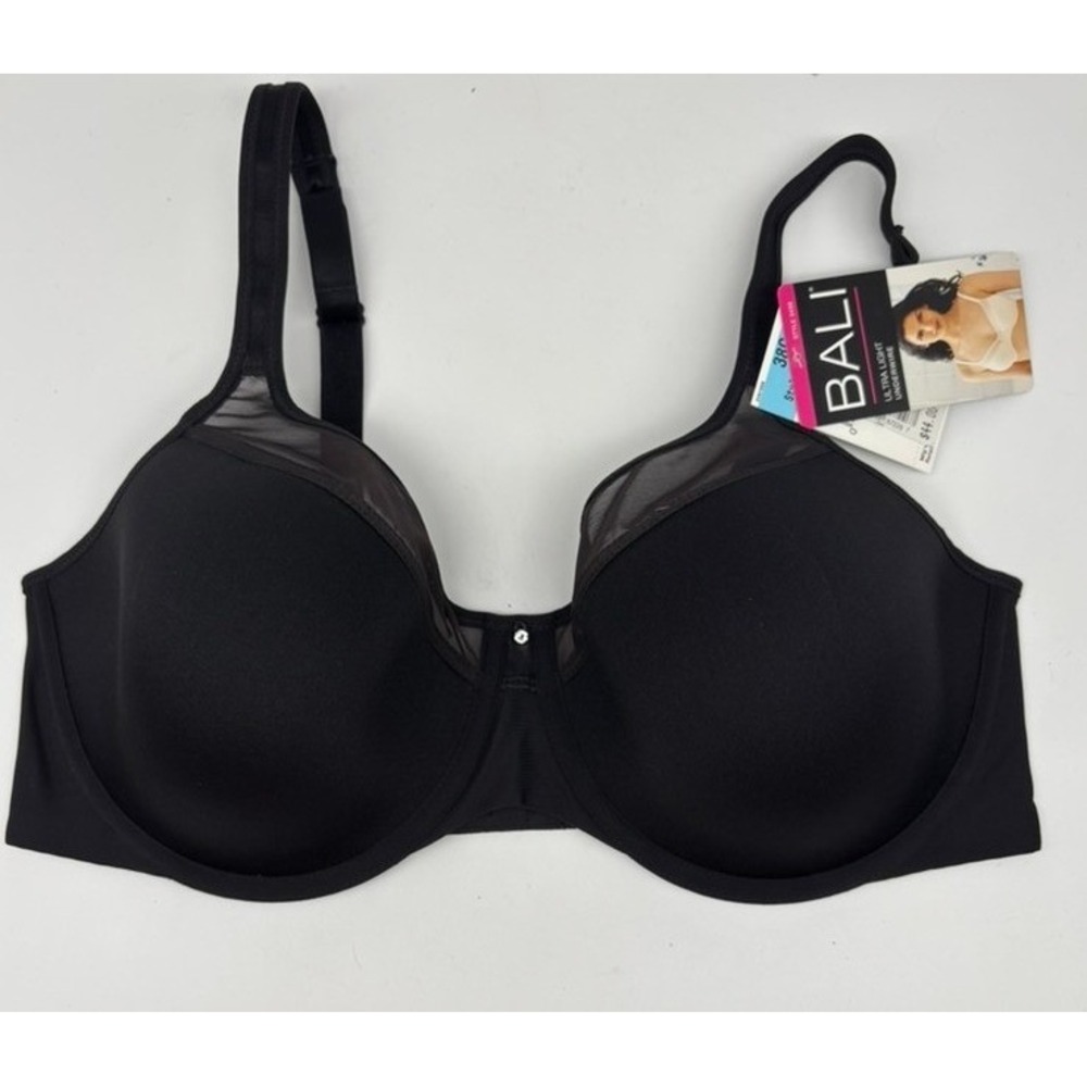 NWT Bali Ultra Light Underwire Bra Women 38C Black 3439 Back Smoothing